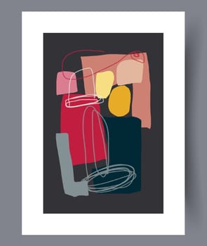 Abstract lines modern sketch wall art print. Printable minimal abstract lines poster. Contemporary decorative background with sketch. Wall artwork for interior design.