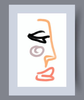 Abstract lines modern sketch wall art print. Printable minimal abstract lines poster. Contemporary decorative background with sketch. Wall artwork for interior design.