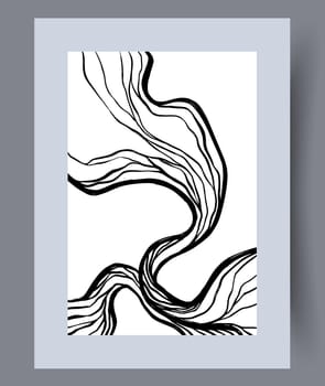Abstract lines modern sketch wall art print. Printable minimal abstract lines poster. Contemporary decorative background with sketch. Wall artwork for interior design.