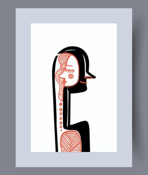 Abstract lines modern sketch wall art print. Printable minimal abstract lines poster. Contemporary decorative background with sketch. Wall artwork for interior design.