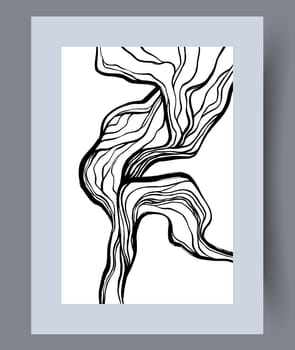 Abstract lines modern sketch wall art print. Printable minimal abstract lines poster. Contemporary decorative background with sketch. Wall artwork for interior design.
