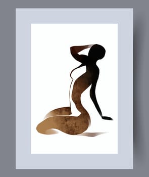 Abstract lines modern sketch wall art print. Printable minimal abstract lines poster. Contemporary decorative background with sketch. Wall artwork for interior design.