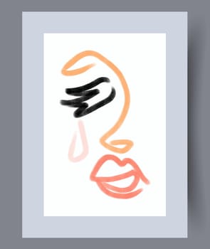 Abstract lines modern sketch wall art print. Printable minimal abstract lines poster. Contemporary decorative background with sketch. Wall artwork for interior design.