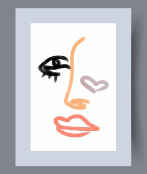 Abstract lines modern sketch wall art print. Printable minimal abstract lines poster. Contemporary decorative background with sketch. Wall artwork for interior design.