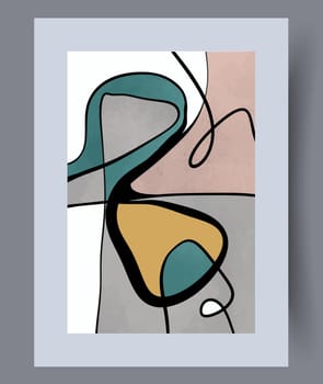 Abstract lines modern sketch wall art print. Printable minimal abstract lines poster. Contemporary decorative background with sketch. Wall artwork for interior design.