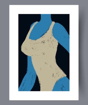 Abstract lines modern sketch wall art print. Printable minimal abstract lines poster. Contemporary decorative background with sketch. Wall artwork for interior design.