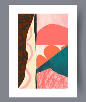 Abstract lines modern sketch wall art print. Printable minimal abstract lines poster. Contemporary decorative background with sketch. Wall artwork for interior design.
