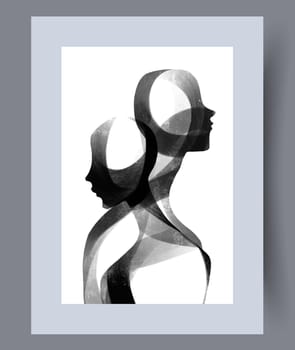 Abstract lines modern sketch wall art print. Printable minimal abstract lines poster. Contemporary decorative background with sketch. Wall artwork for interior design.