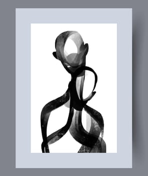 Abstract lines modern sketch wall art print. Printable minimal abstract lines poster. Contemporary decorative background with sketch. Wall artwork for interior design.