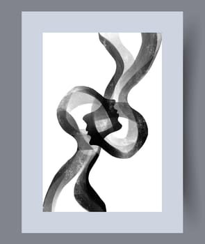 Abstract lines modern sketch wall art print. Printable minimal abstract lines poster. Contemporary decorative background with sketch. Wall artwork for interior design.
