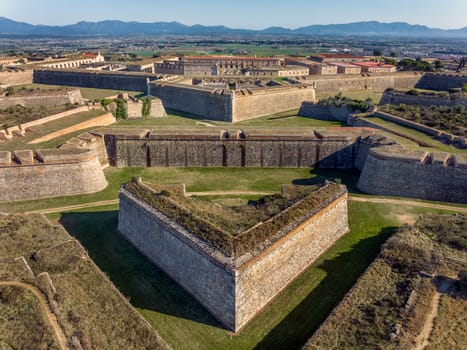Sant Ferran Castle, Bulwark of Santa Tecla, Figueres, Girona Spain. top aerial view
