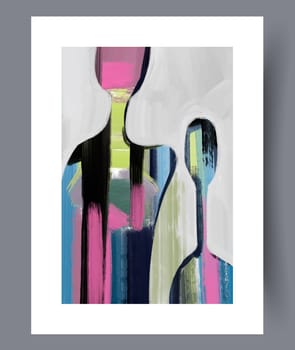 Abstract lines modern sketch wall art print. Printable minimal abstract lines poster. Contemporary decorative background with sketch. Wall artwork for interior design.
