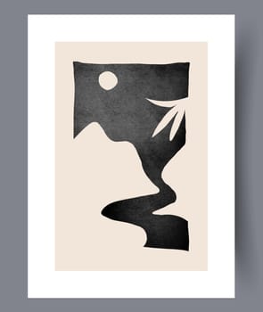 Abstract lines modern sketch wall art print. Printable minimal abstract lines poster. Contemporary decorative background with sketch. Wall artwork for interior design.