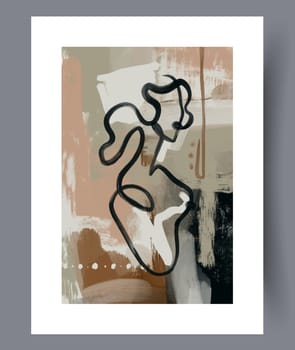 Abstract lines modern sketch wall art print. Printable minimal abstract lines poster. Contemporary decorative background with sketch. Wall artwork for interior design.