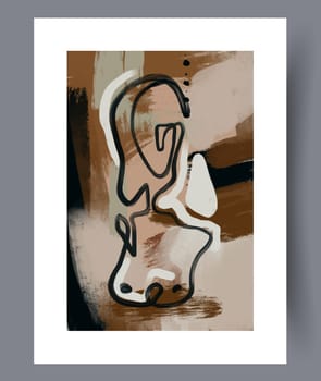 Abstract lines modern sketch wall art print. Printable minimal abstract lines poster. Contemporary decorative background with sketch. Wall artwork for interior design.