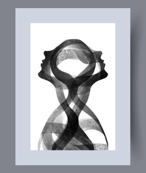 Abstract lines modern sketch wall art print. Printable minimal abstract lines poster. Contemporary decorative background with sketch. Wall artwork for interior design.