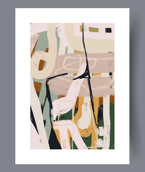 Abstract lines modern sketch wall art print. Printable minimal abstract lines poster. Contemporary decorative background with sketch. Wall artwork for interior design.