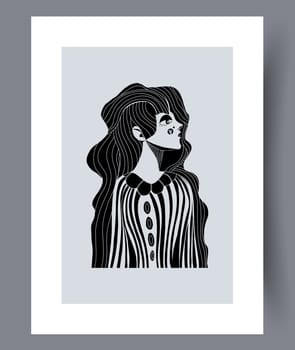 Abstract lines modern sketch wall art print. Printable minimal abstract lines poster. Contemporary decorative background with sketch. Wall artwork for interior design.