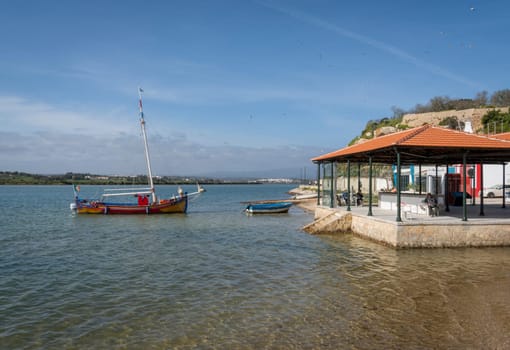Portuguese fishing boat in the town of Alvor, Algarve, Portugal