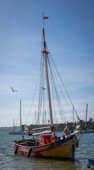 Portuguese fishing boat in the harbor at Alvor, Algarve, Portugal