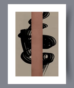 Abstract geometry aesthetic composition wall art print. Contemporary decorative background with composition. Wall artwork for interior design. Printable minimal abstract geometry poster.