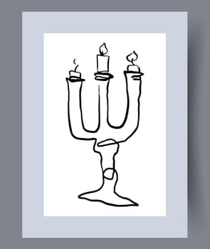 Abstract candlestick aesthetics candles wall art print. Printable minimal abstract candlestick poster. Wall artwork for interior design. Contemporary decorative background with candles.
