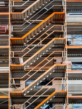 Looking up at the stair section of scaffolding in Berlin.