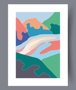 Abstract band creative template wall art print. Wall artwork for interior design. Contemporary decorative background with template. Printable minimal abstract band poster.
