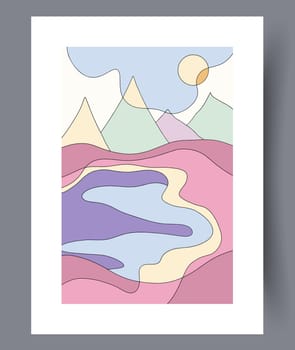 Abstract band creative template wall art print. Wall artwork for interior design. Contemporary decorative background with template. Printable minimal abstract band poster.