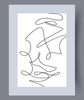 Abstract scribble snafu line wall art print. Printable minimal abstract scribble poster. Wall artwork for interior design. Contemporary decorative background with line.