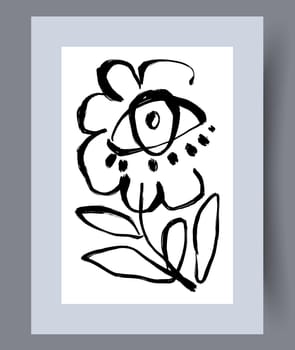 Still life flower esoteric eye wall art print. Wall artwork for interior design. Printable minimal abstract flower poster. Contemporary decorative background with eye.