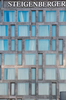 Berlin,Germany – June 04,2015: The striking facade and window row of the five-star Hotel Steigenberger on June 4,2015 in Berlin.