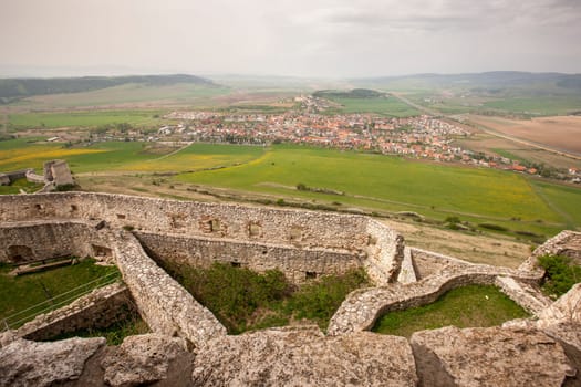 Spissky castle - Look from tower to south and courtyards  in Slovakia