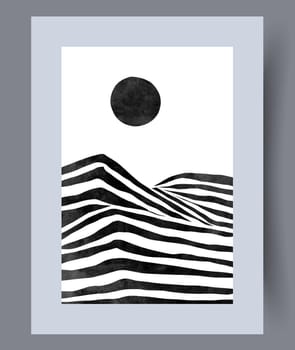 Abstract band creative template wall art print. Wall artwork for interior design. Contemporary decorative background with template. Printable minimal abstract band poster.