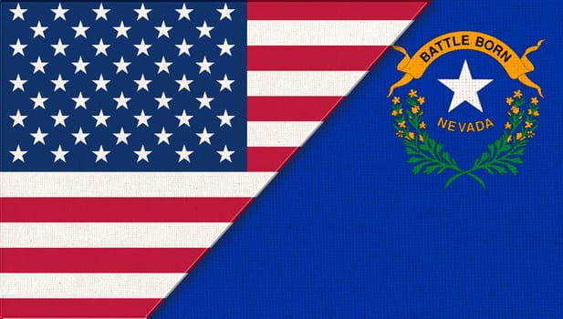 Flags of Louisiana and United states of America. Flags of USA and Louisiana. Political concept. American national flag. collaboration of USA and Louisiana. Double flag 3d illustration
