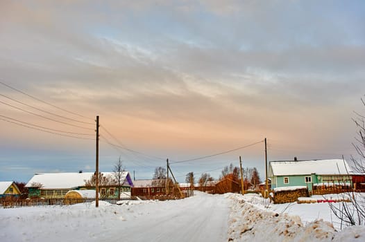 Northern Russian village in winter. High quality photo