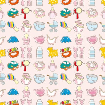 seamless baby toy pattern,cartoon vector illustration