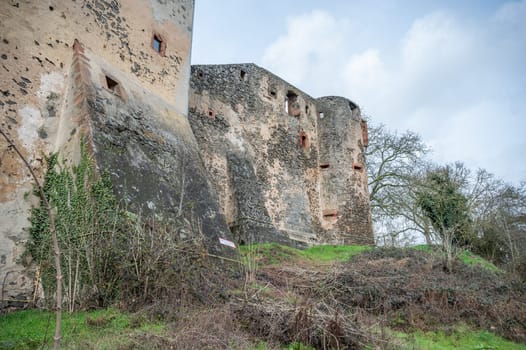 Old Castle walls of Ronneburg Castle, during cloudy day, Germany