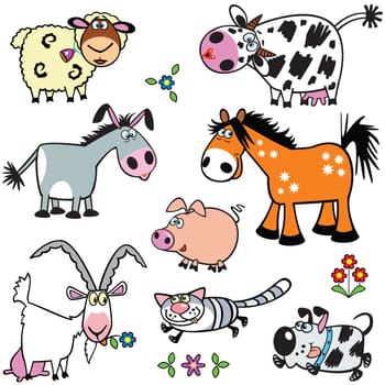 set with cartoon animals,vector pictures for babies and little kids,images isolated on white background