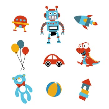 Funny toy icons in primary color