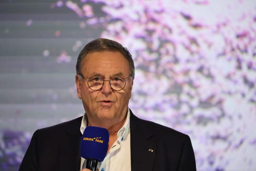 Dr. Roland Mack (Managing Director Europapark Rust) at Europapark Rust at the press conference for the season opening 2023