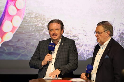Michael Mack (Junior Manager Europapark Rust) and Dr. Roland Mack (Managing Director Europapark Rust) at Europapark Rust at the press conference for the season opening 2023