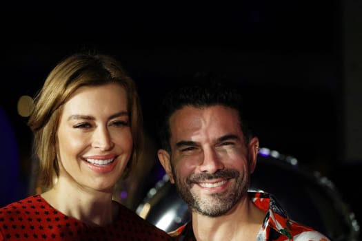 Radio presenter Verena Kerth (Munich) and Marc Terenzi (pop singer) at Europapark Rust at the press conference for the opening of the 2023 season