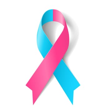 Pink and blue ribbon as symbol of pro-life, inflammatory breast cancer, infertility, Sudden Infant Death Syndrome