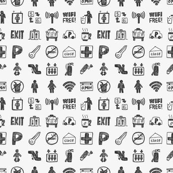 seamless doodle public sign pattern