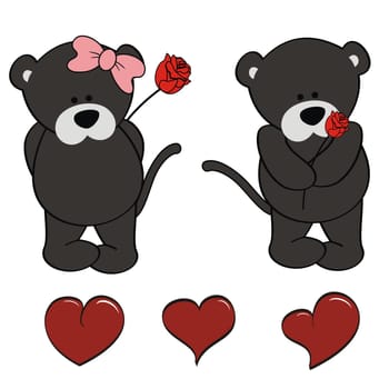 panther baby cute cartoon set in vector format