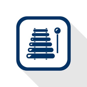 square blue icon xylophone with long shadow