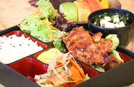 Teriyaki chicken bento and miso soup