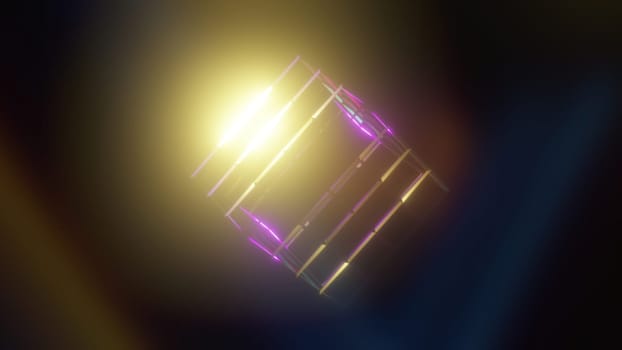 Wireframe sci fi cube. Computer generated 3d render