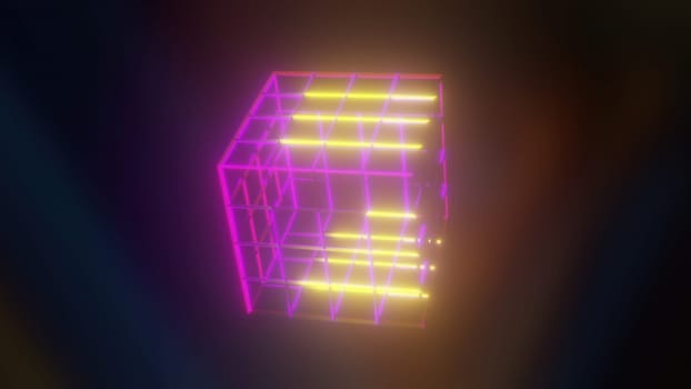 Wireframe sci fi cube. Computer generated 3d render